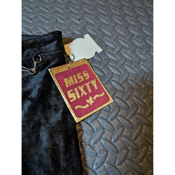 NWT Vintage RARE Classic Miss Sixty Velvet wide leg pant Black Size 29 - Picture 3 of 8